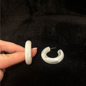 Elegant White Hoop Earrings